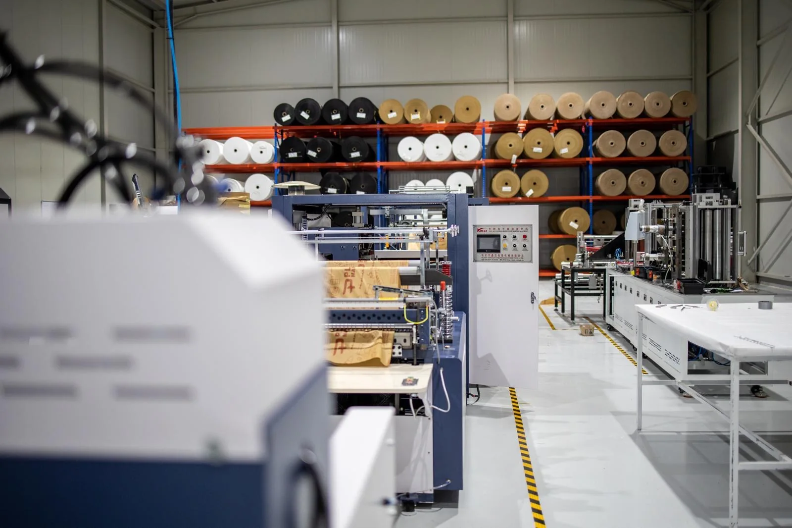 Non-woven bag production line inside the Kobags factory